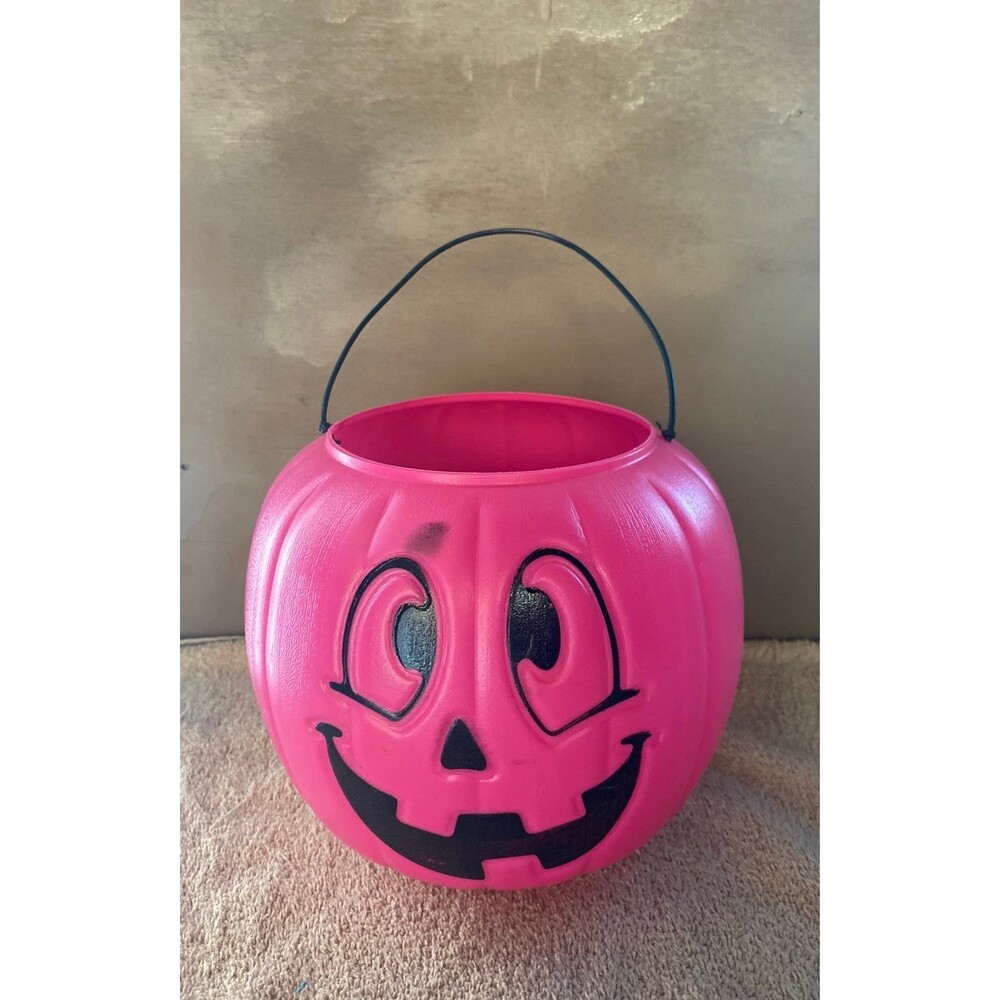 Pumpkin Bucket Hot Pink Halloween Blow Mold Pumpkin Pail General Foam